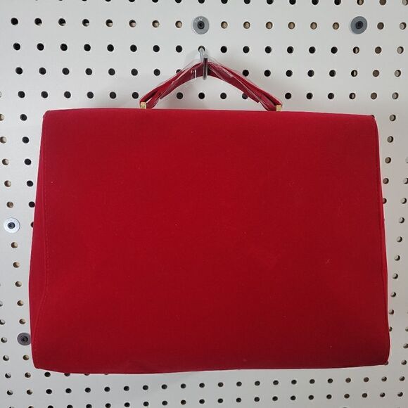 Estée Lauder Cherry Red Velvetty Flocked Makeup Case / Cute Bow Handbag / Laptop - Picture 6 of 16